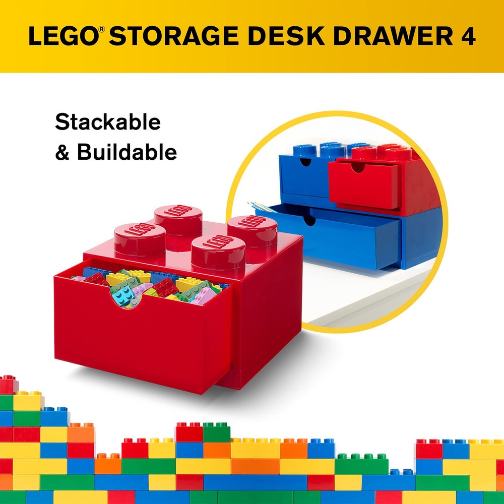 Room Copenhagen Lego Storage Brick 4 Desk Drawer 4-Stud Stackable Tabletop