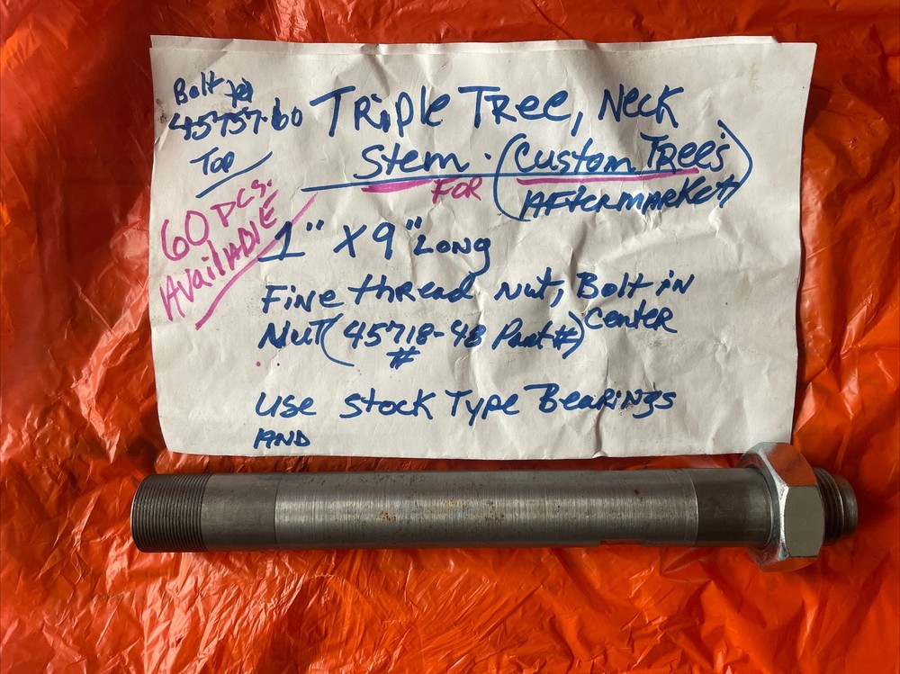 TRIPLE TREE NECK STEM STOCK 1"x9" HARLEY DAVIDSON CUSTOM