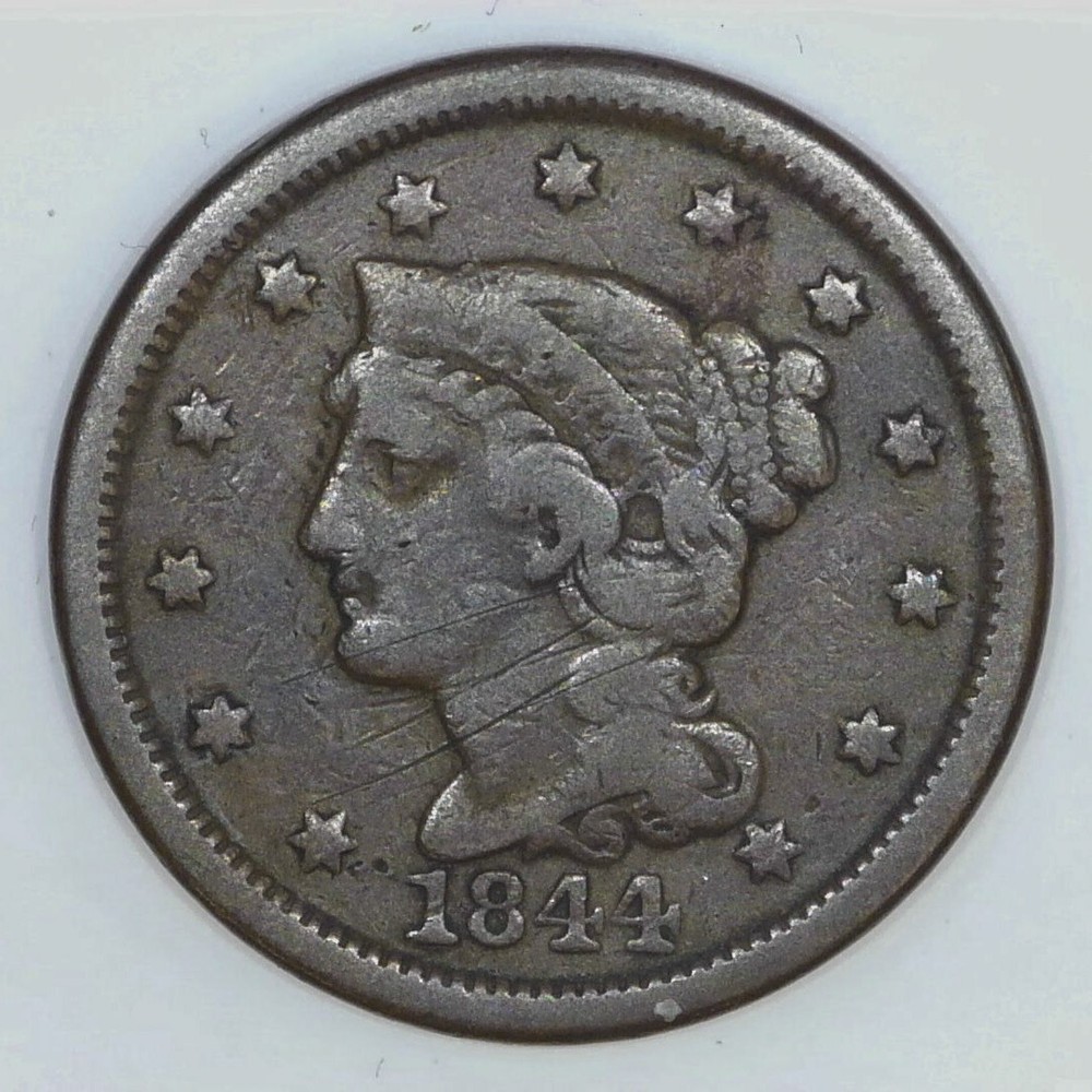 1844 Coronet Head Large Cent VF h625