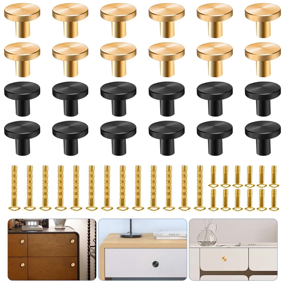 12Pcs Cabinet Knobs Hardware Handles Round Pulls for Kitchen, Dresser and Closet
