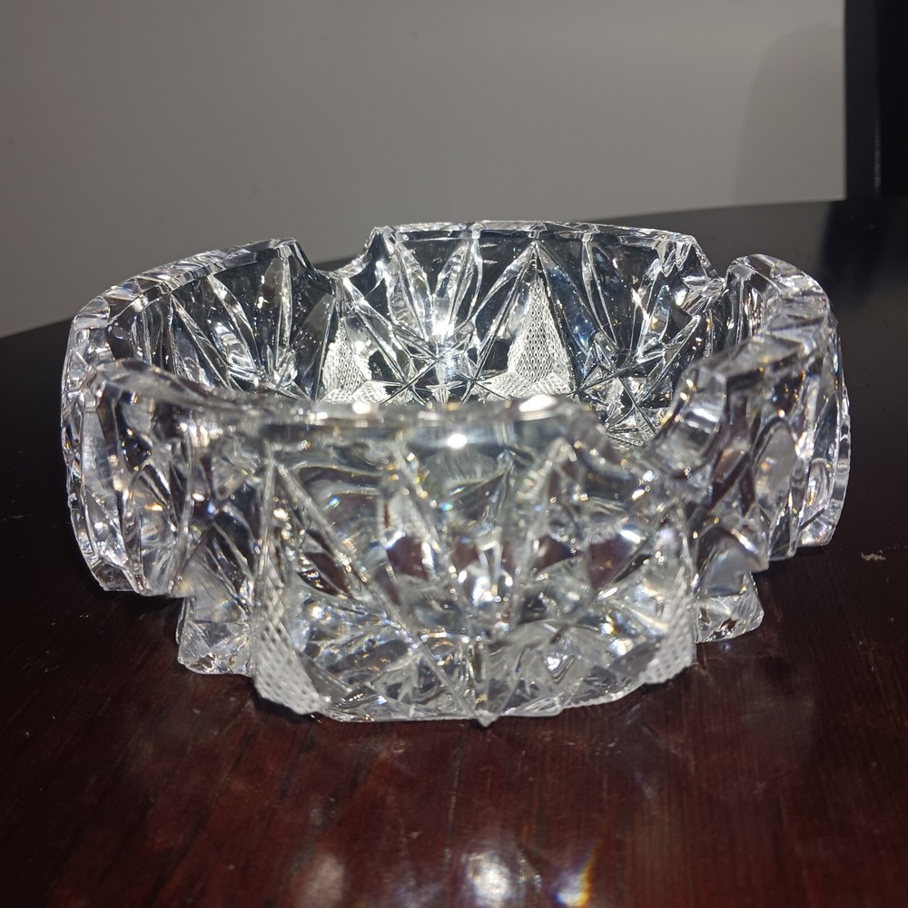 Austrian Crystal Glass Ashtray with Pinwheels