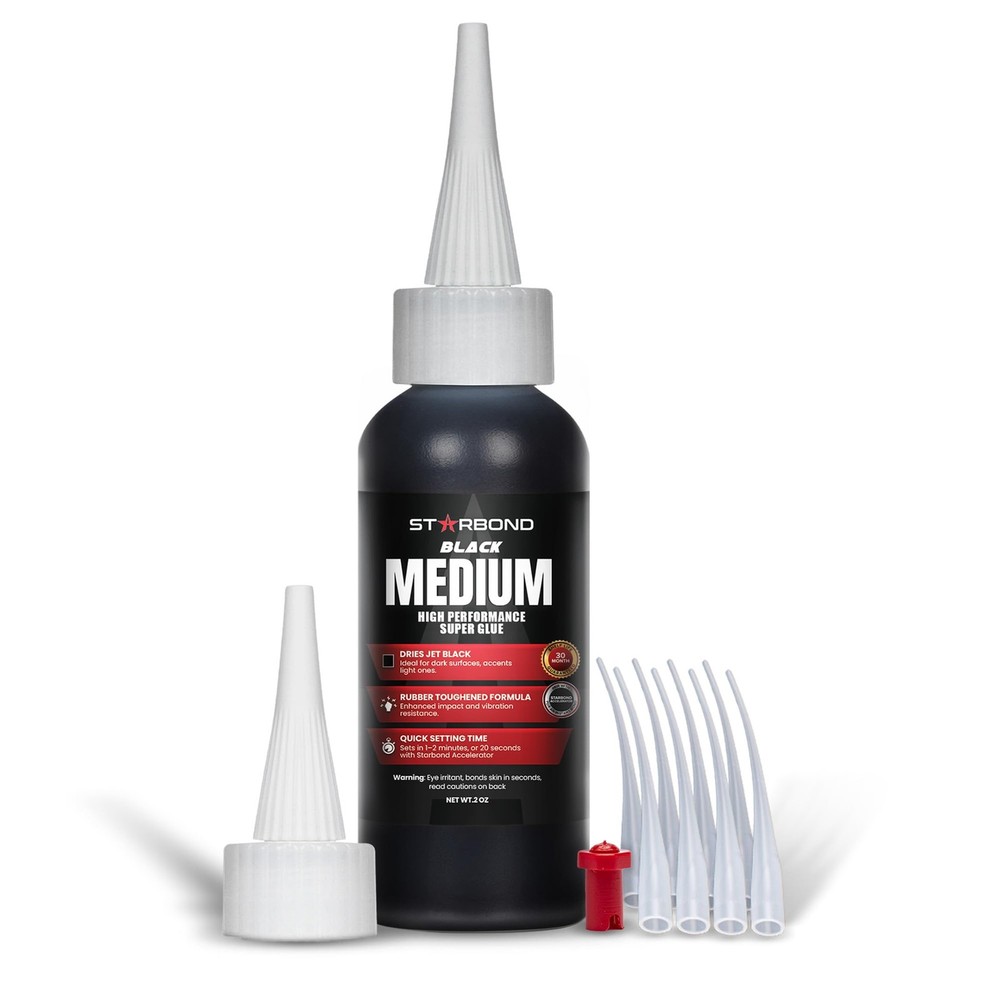 Starbond Black Medium CA Glue, Premium 2 ounces, 2oz