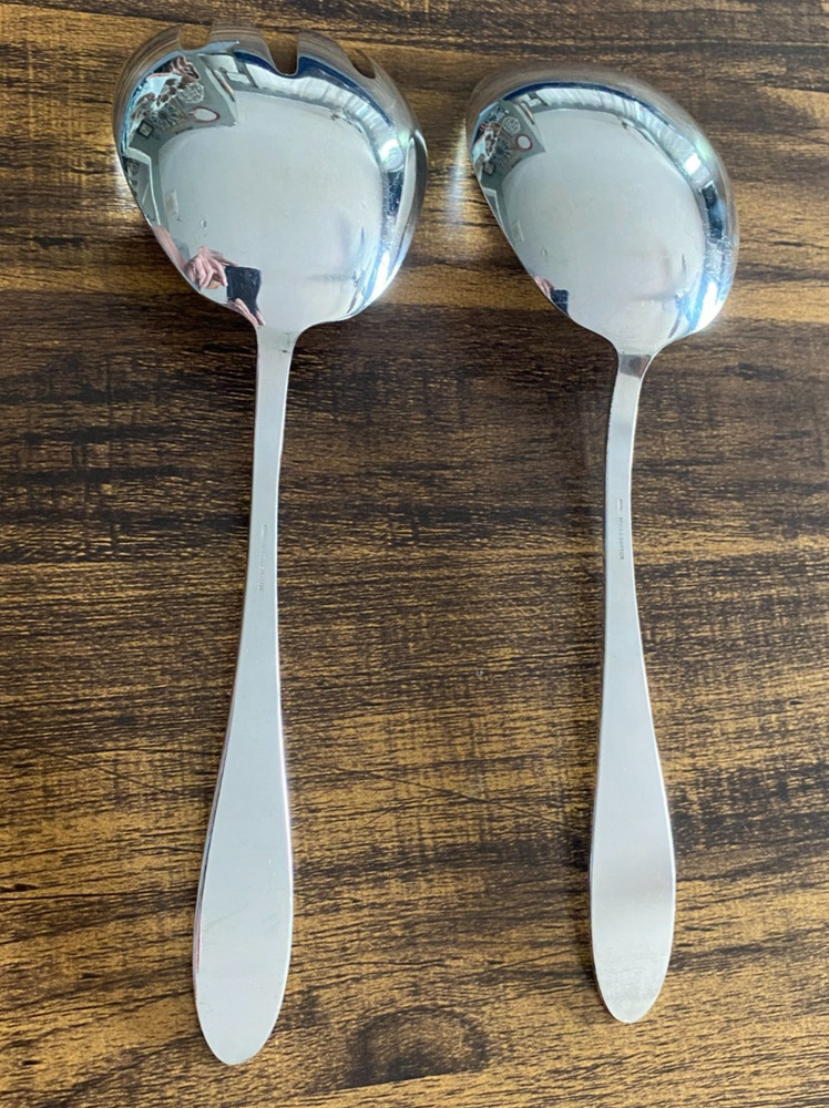 Vintage Reed & Barton 8.75" Silver Plated Salad Serving Spoon & Fork Set