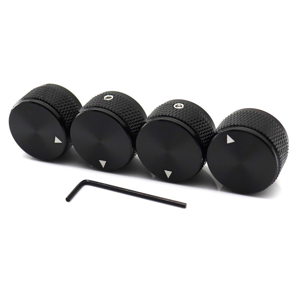4Pcs Aluminum Guitar Knobs Electronic Control Pot Cap Volume Audio Knobs Black