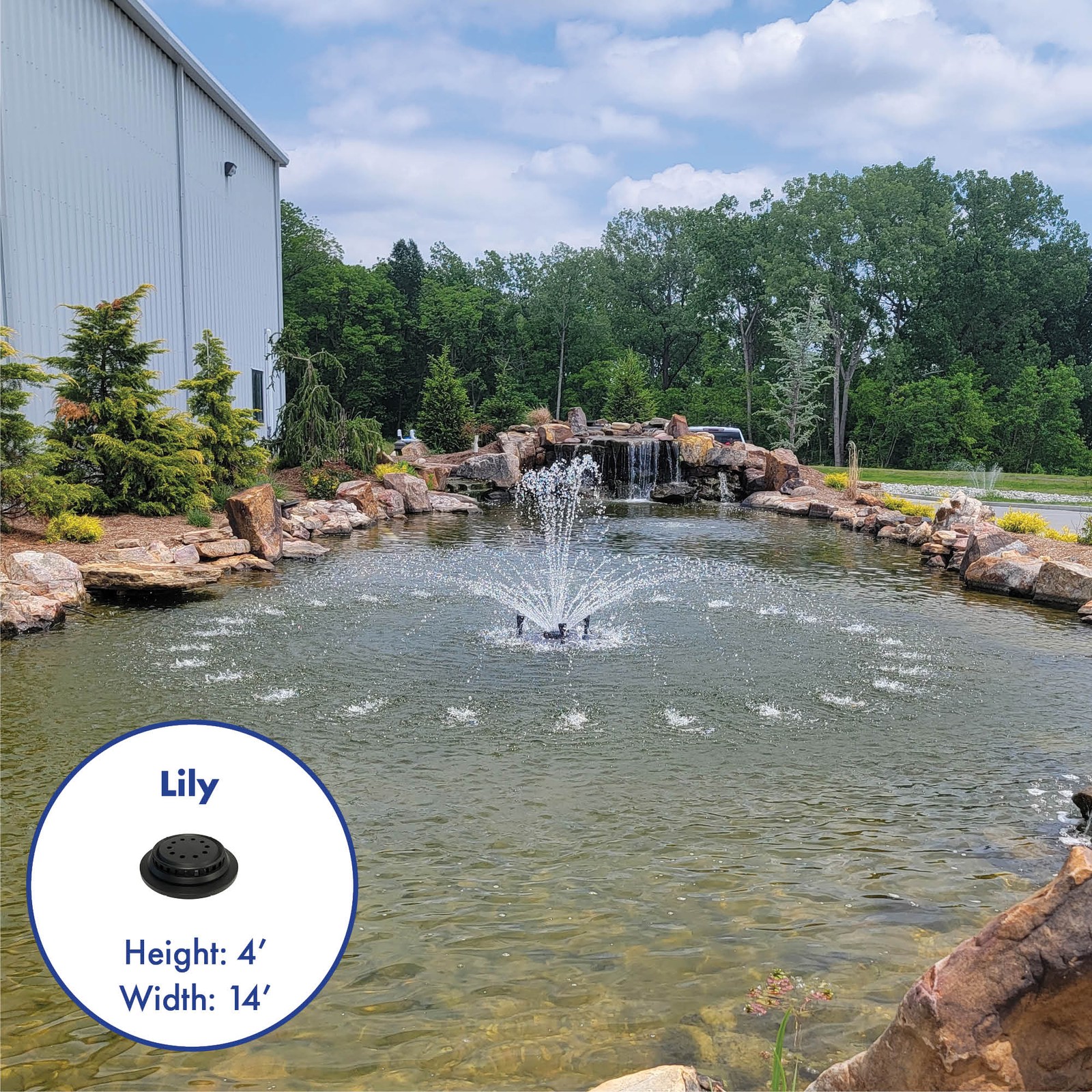 Aerating Pond Fountain, 1/2 HP, 5,000 GPH, 3 Patterns, 100' Cord