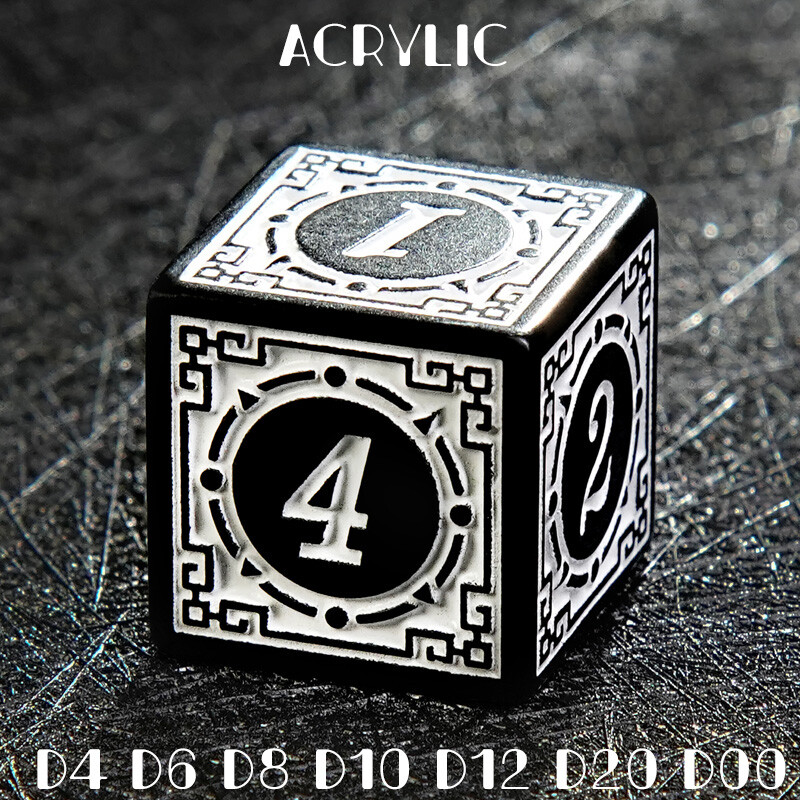 Poly DND Dice Set White Polyhedral Die 7pcs D4-D20 Dungeons and Dragons D&D RPG