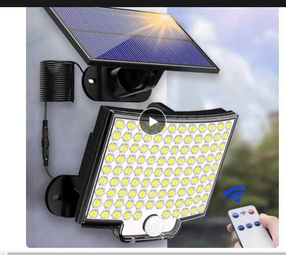 SOLAR LED SPOTLIGHT LIGHT WITH MOTION SENSOR WATERPROOF 106 LED REMOTE CONTROL