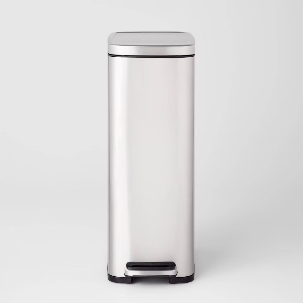 45L Slim Step Trash Can - Brightroom: Stainless Steel Kitchen Garbage Can,