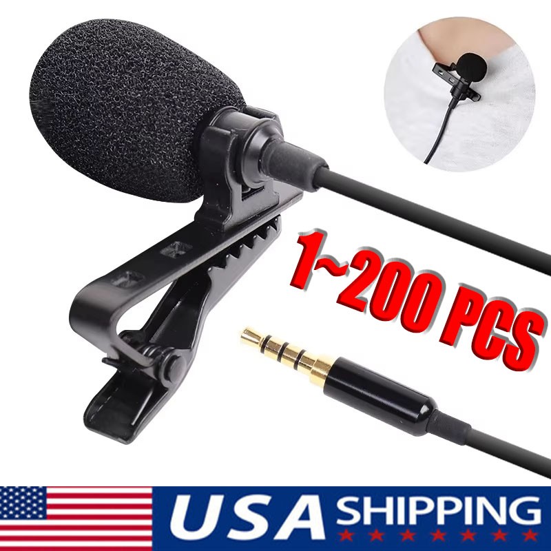 Omnidirectional Lapel Lavalier Microphone Clip-on Condenser Mini Iphone Android