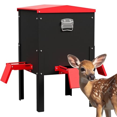 Waterproof Deer Feeder 100 lbs Capacity, Rust-Resistant Freestanding Deer