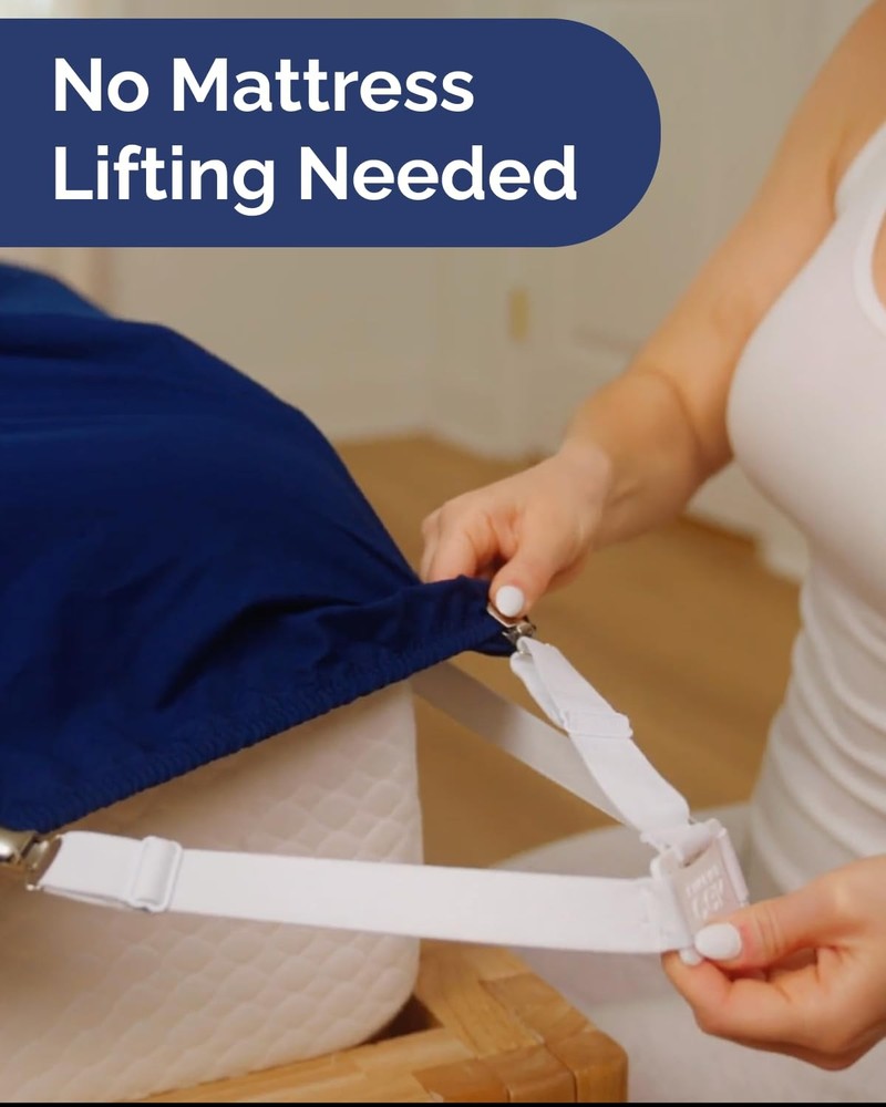 Bed Sheet Holders - Adjustable Elastic Fasteners with Metal Clips - Sheet Cli...