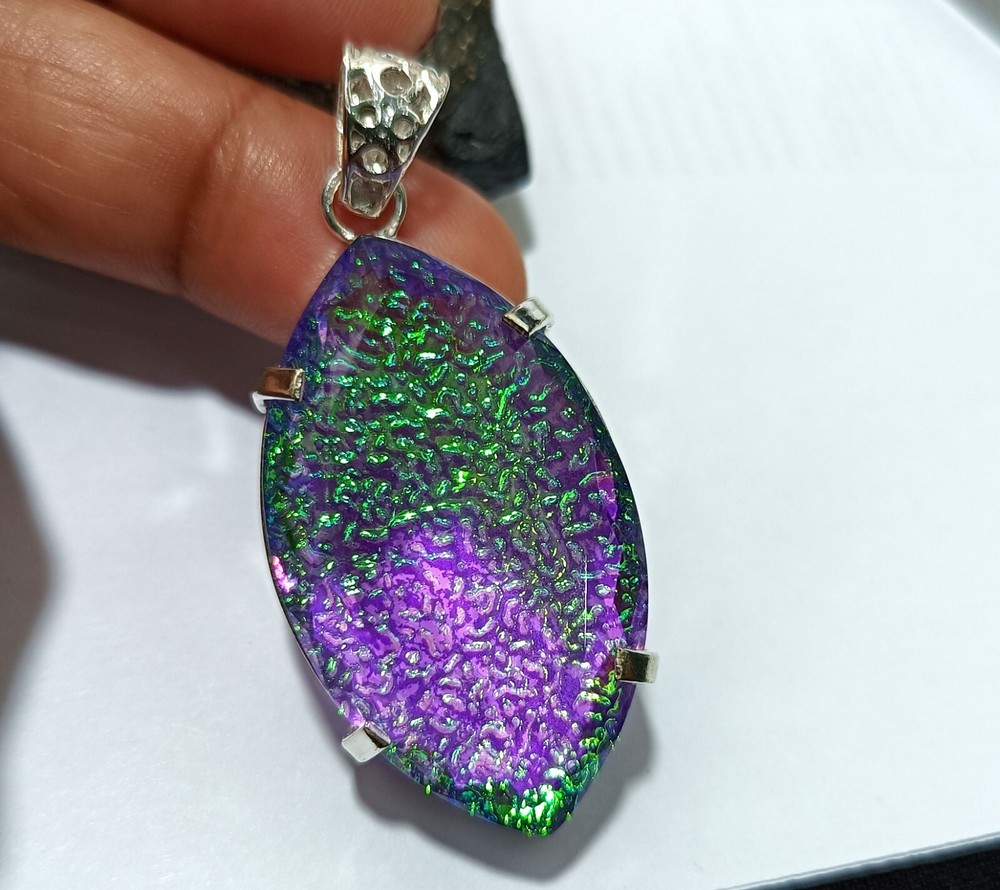 Multi-Color Natural 93.75 Ct Opal Doublet Pendant 925 Solid Silver Gemstone