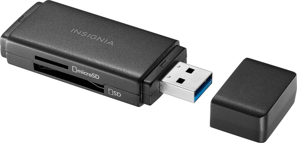 New Insignia- USB 3.0 SD and microSD Memory Card Reader - Black