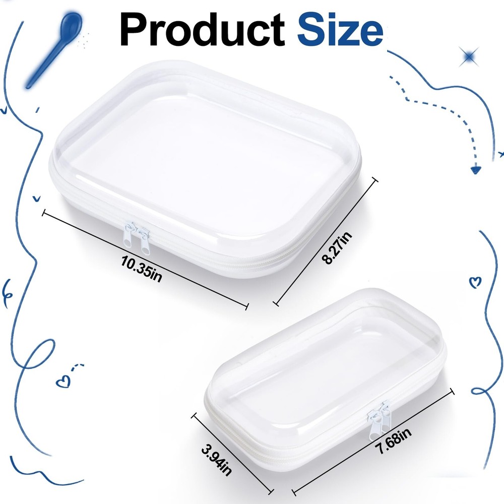 4 pcs Clear Hard Zipper Pouch Case for Storage, Stackable Waterproof Transpar...