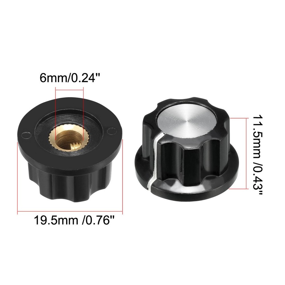 10Pcs 19.5x11.5mm Silver Tone Top Potentiometer Volume Control Rotary Knobs