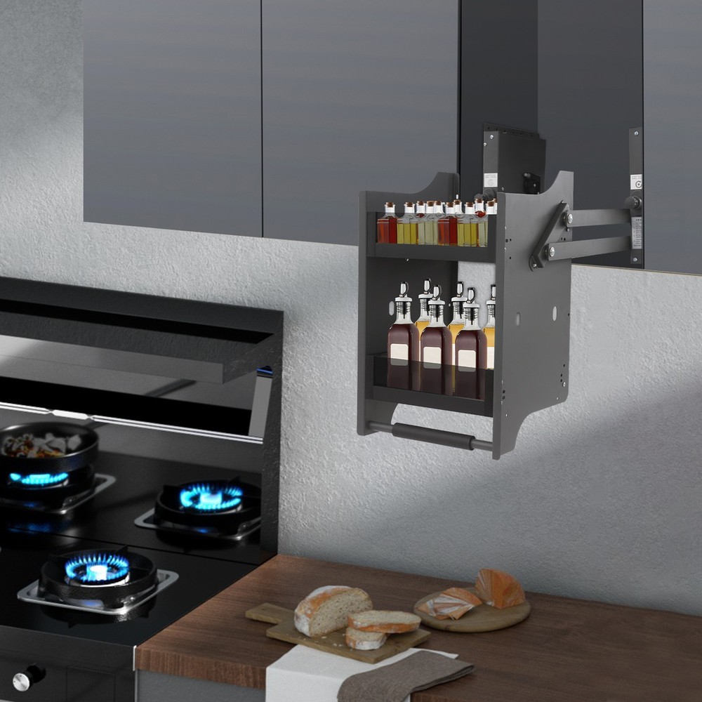 Kitchen Pull-Down Cabinet Storage Organizer Shelf for Wall Mount