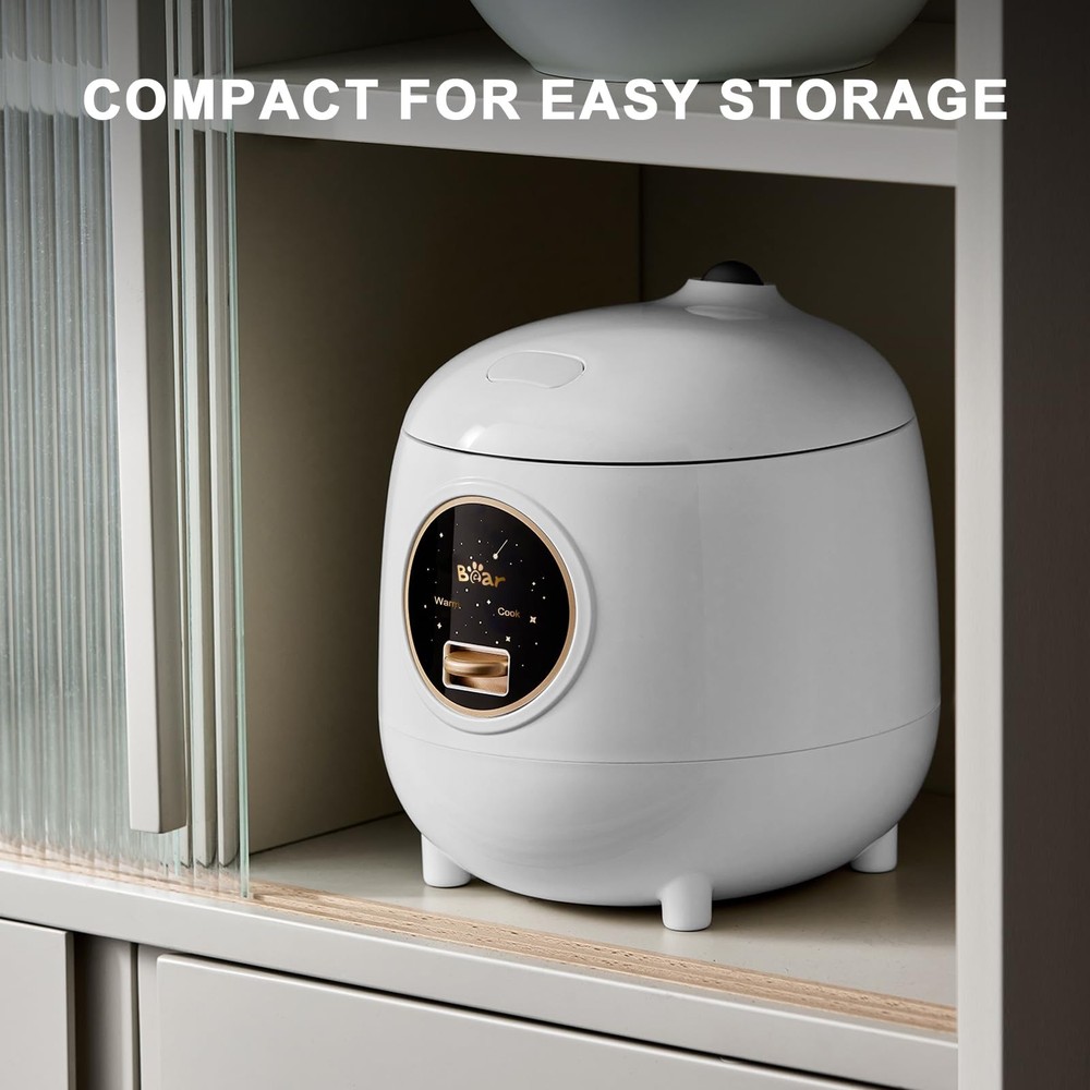 Bear Mini Rice Cooker small, A-Snow White(1.2L) with Easy One Button Control