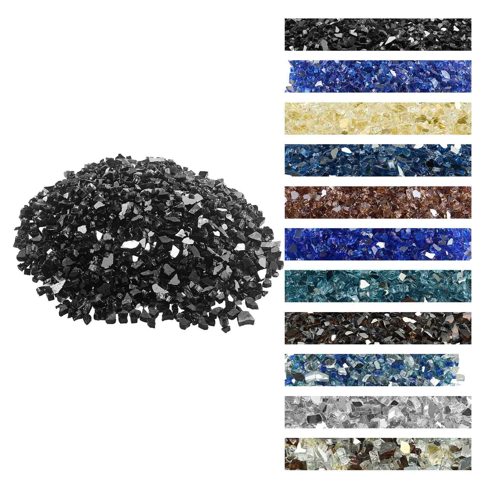 VEVOR 20 LBS Fire Glass 1/2-Inch Fireplace Glass Rocks for Fire Pit Table Black