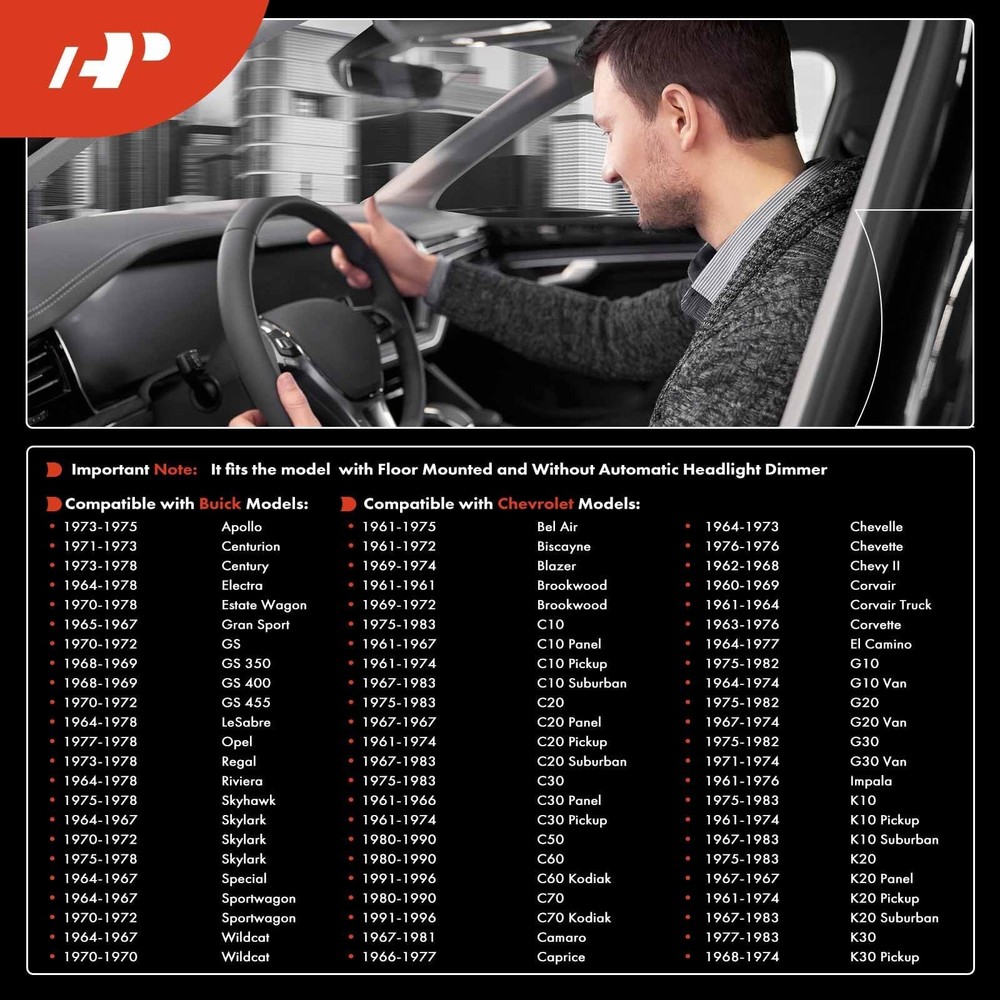 A-Premium Floor Mounted Headlight Dimmer Switch Compatible with Chevrolet...