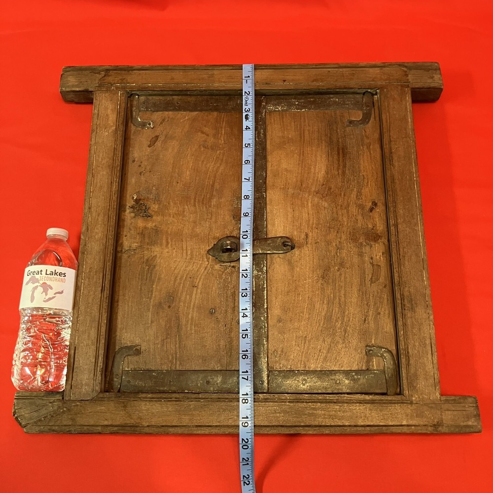 Antique Wooden Wall Decor Mirror / Window Panel / Framed Hand Primitive Crafted