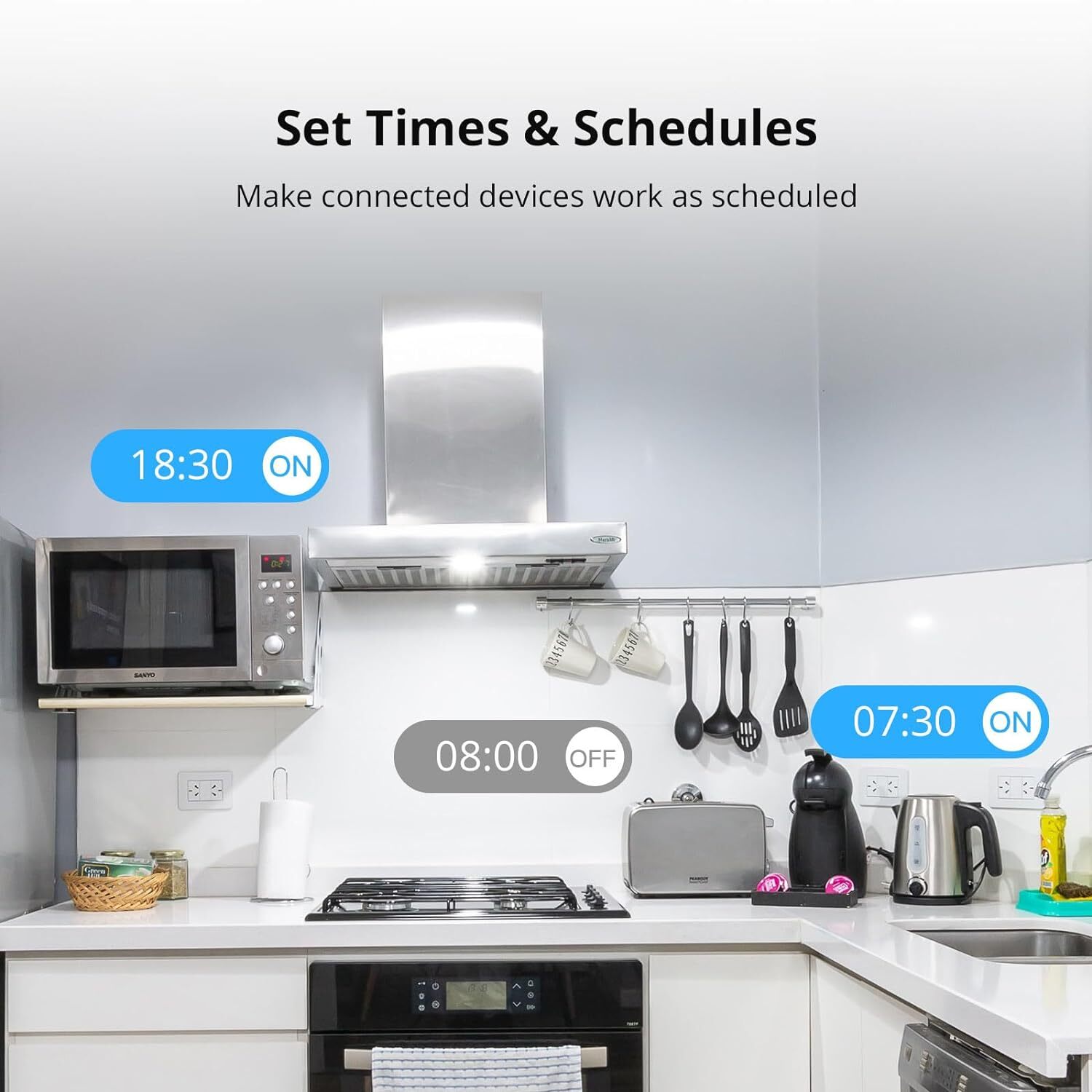 4Packs SONOFF S31 WIFI Smart Plug with Energy Monitoring,15A Smart Outlet Socket