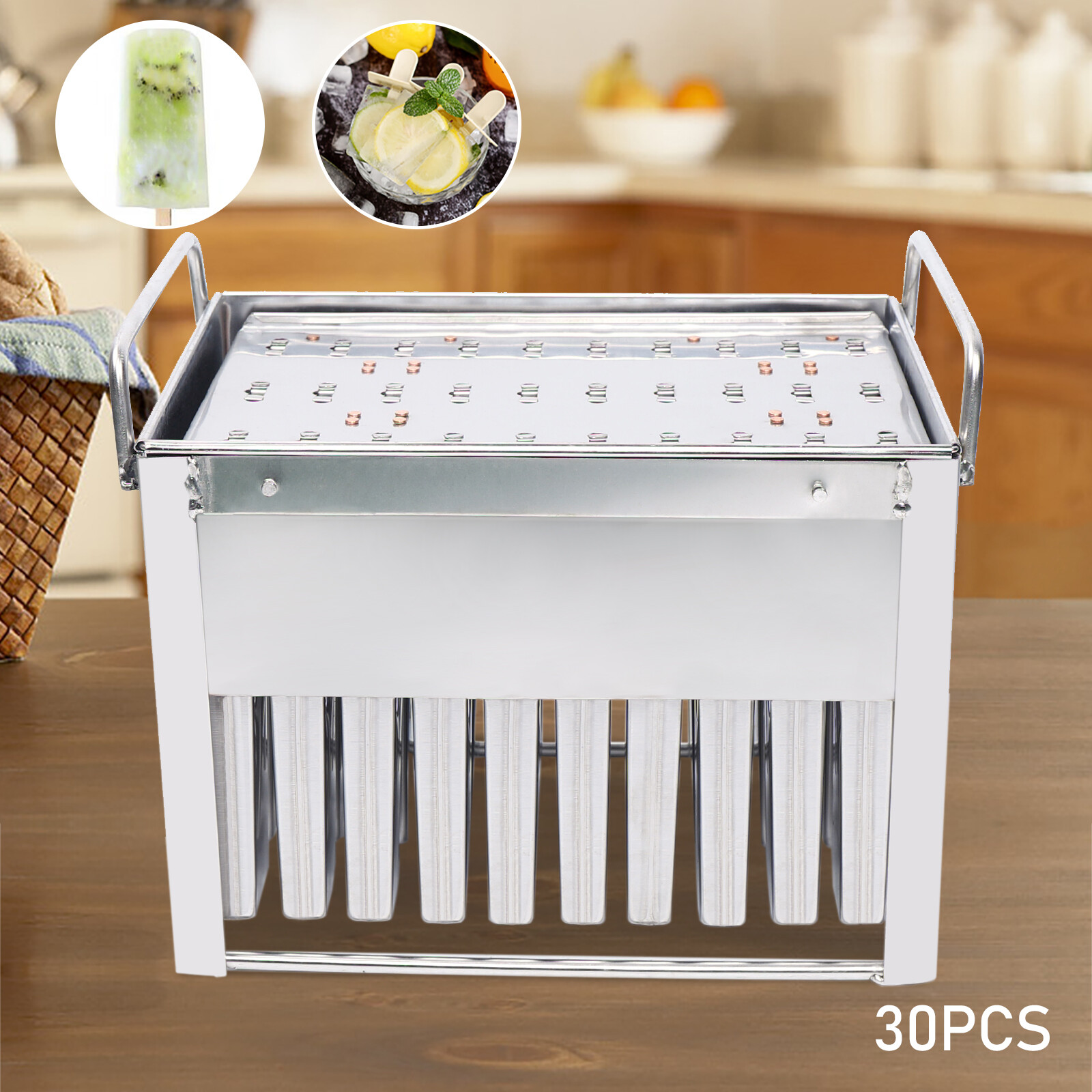 Ice Cream Sticks Mold Stainless Steel Ice Lolly Holder Ice Pop Mold For 30PCS