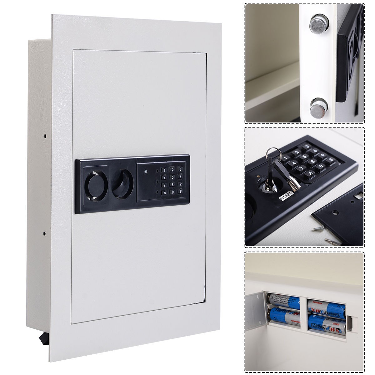 0.8CF Digital Flat Recessed Wall Safe Home Security Lock Gun Cash Box Office