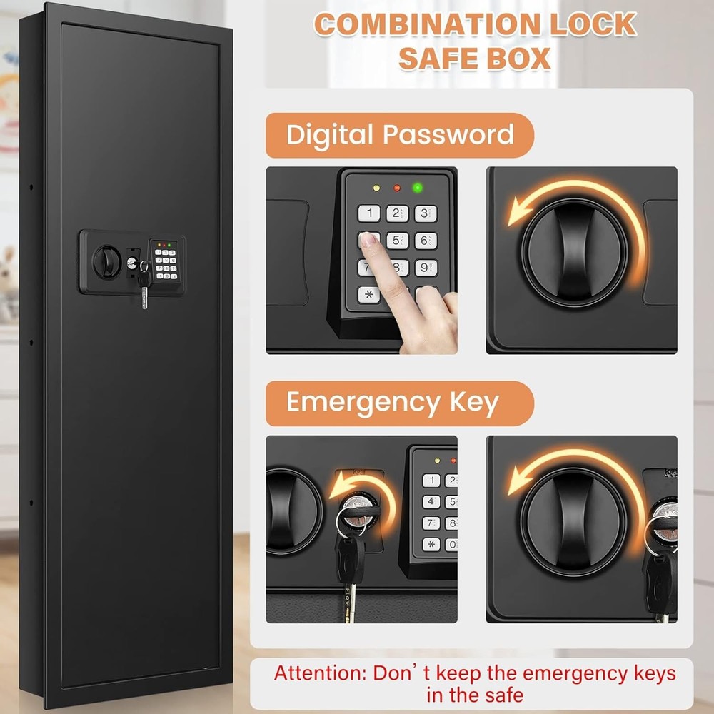 43.3" Tall Fireproof s Between the Studs 16" Centers, Electronic Hidden Safe ...