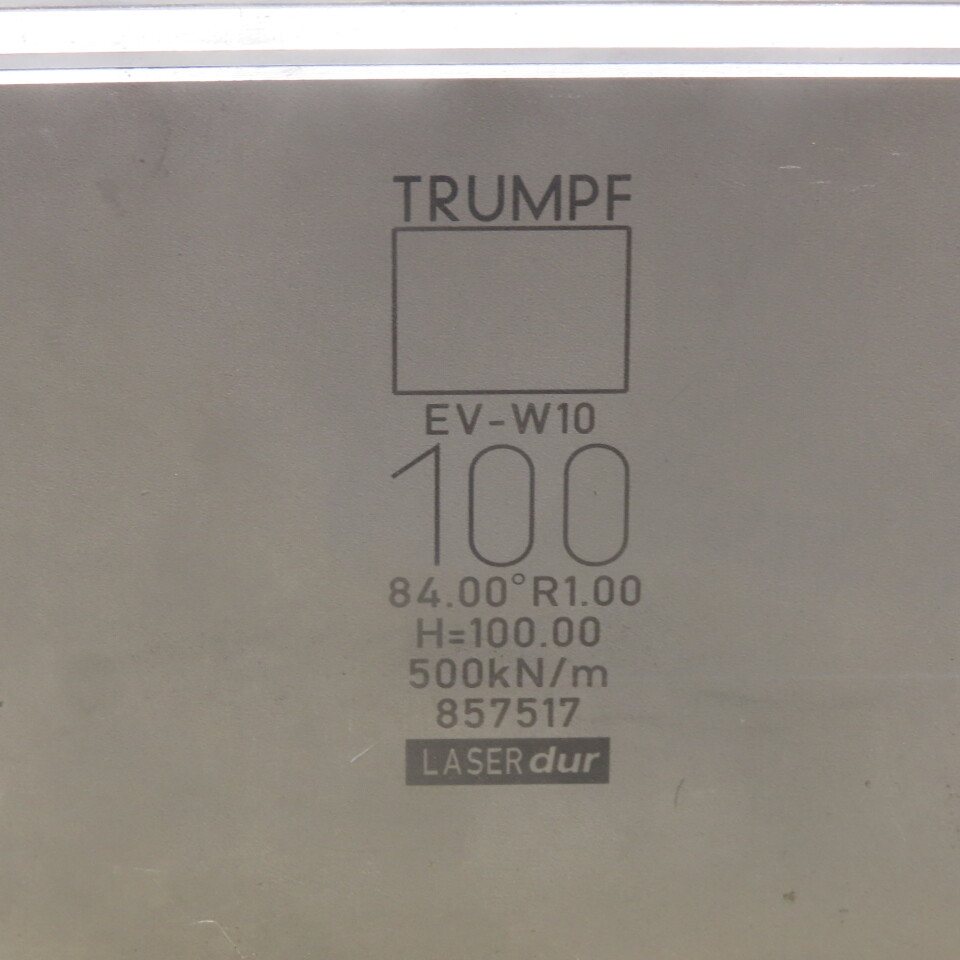 Trumpf 8257517 EVW10 Brake Press Die 84° 100mm Wide R1.00 H=100mm Laser dur