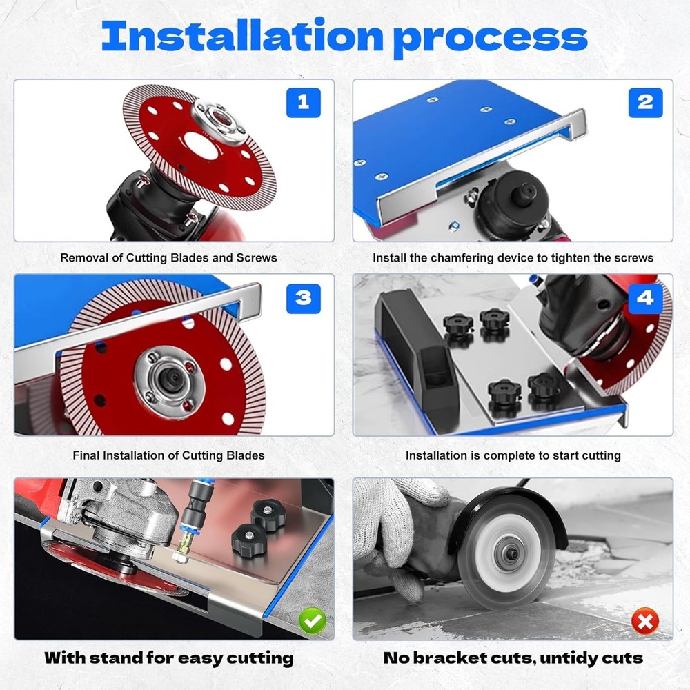 45 Degree Tile chamfering Tool Angle Grinder Stand for 45° Tile Cutting 100-T...
