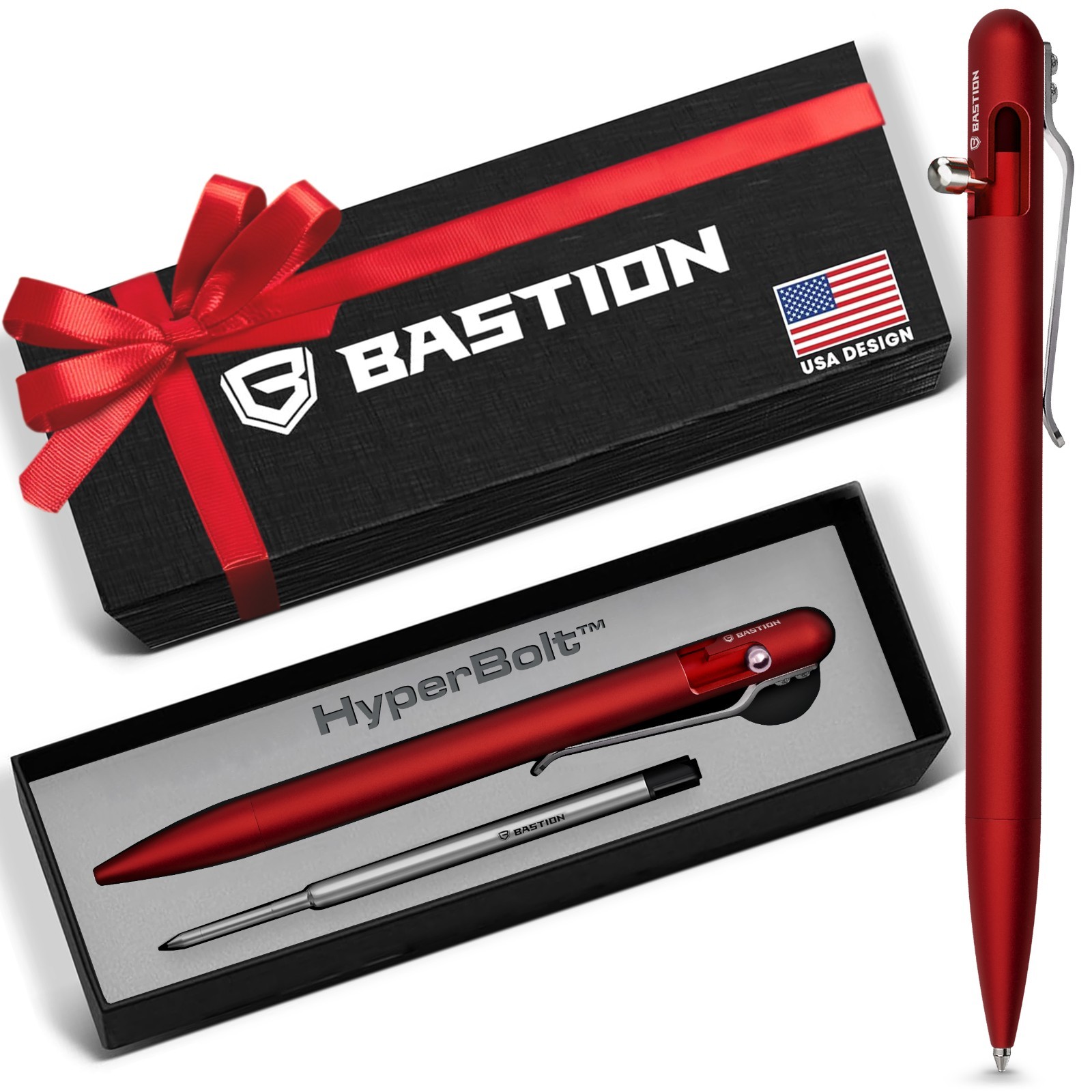 BASTION Bolt Action Pen | Slim Aluminum Red | Official Store | FREE Shipping