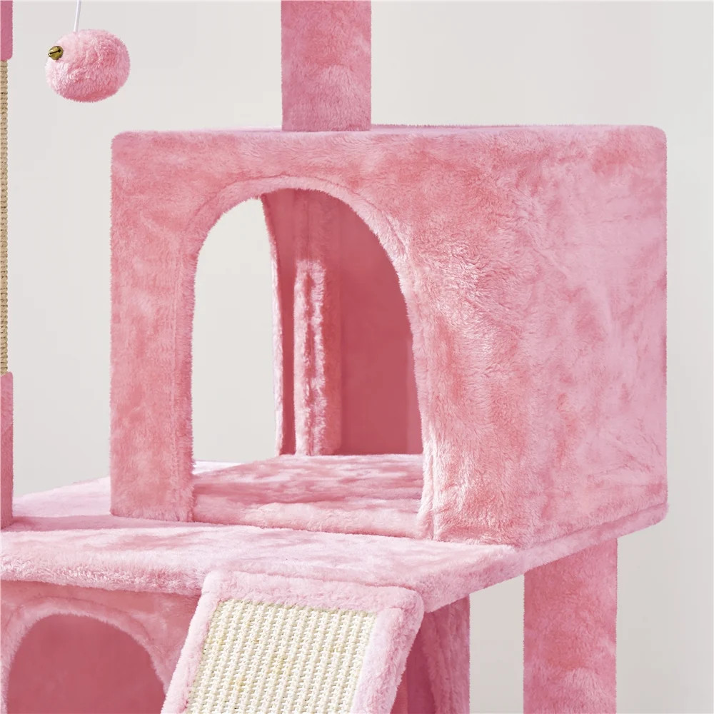Pink Cat Tree 36 Inch Multi Level Condo Scratching Post Tower Durable Interactiv