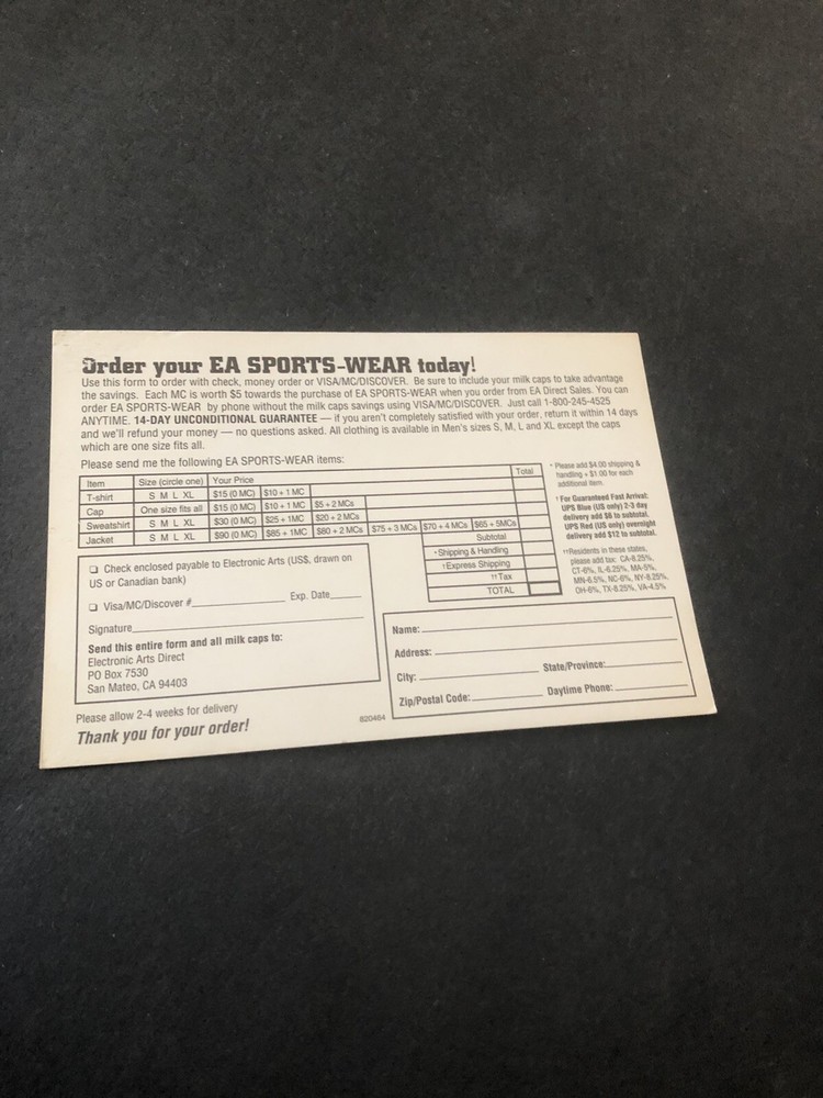 EA sports sega box Insert