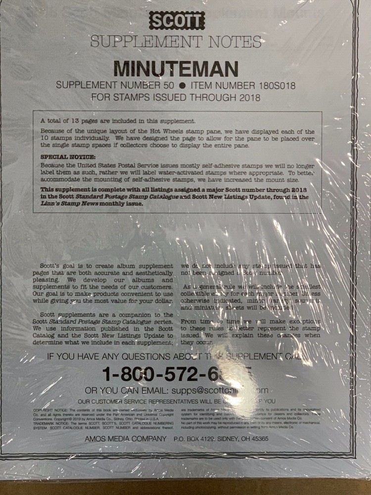 SCOTT 2018 MINUTEMAN SUPPLEMENT #50 - **WE ARE A VETERAN SUPPORTIVE BUSINESS**