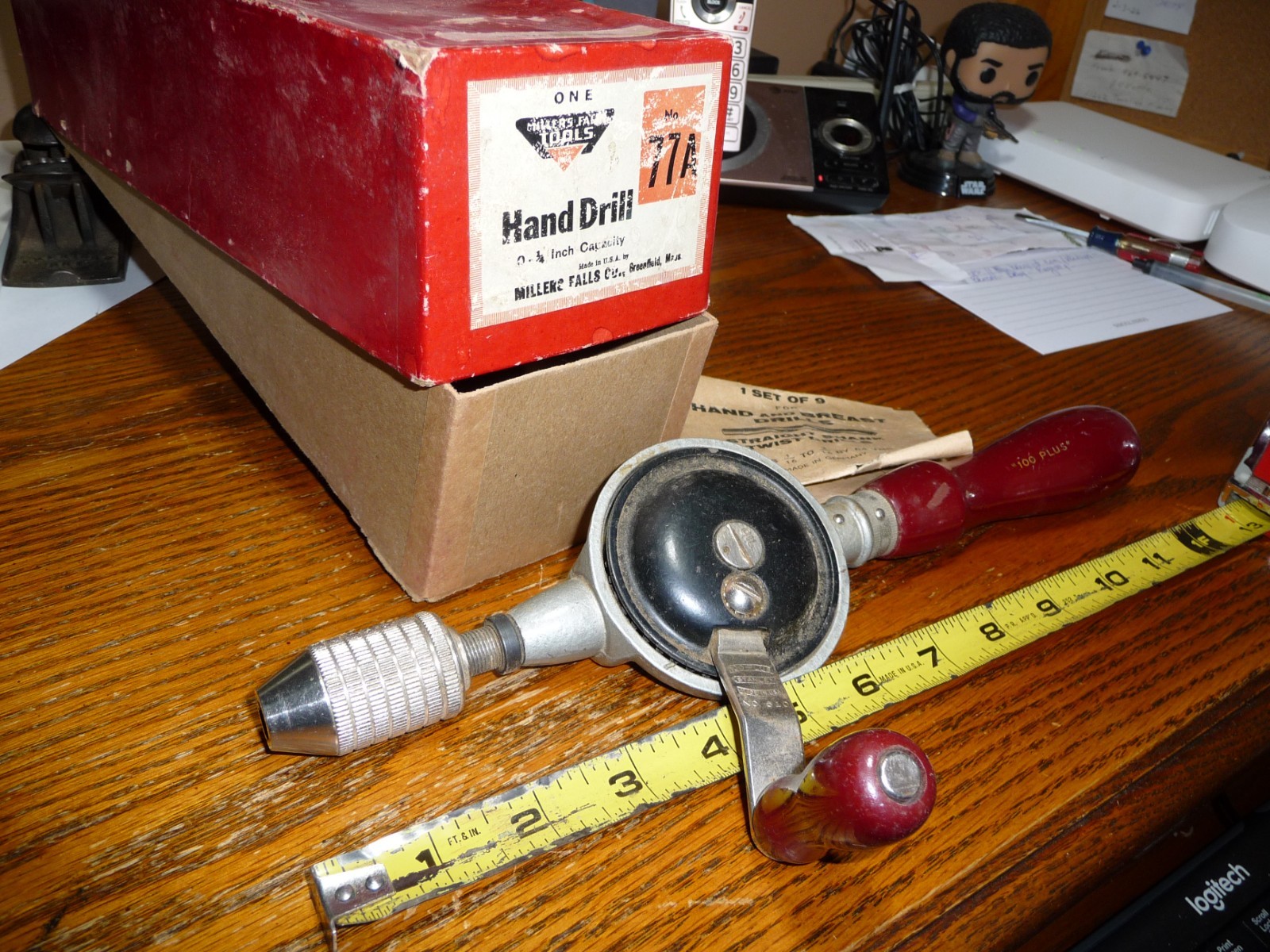 Millers Falls (Greenfield, Mass) No. 77A Hand Drill + Box( MINT)