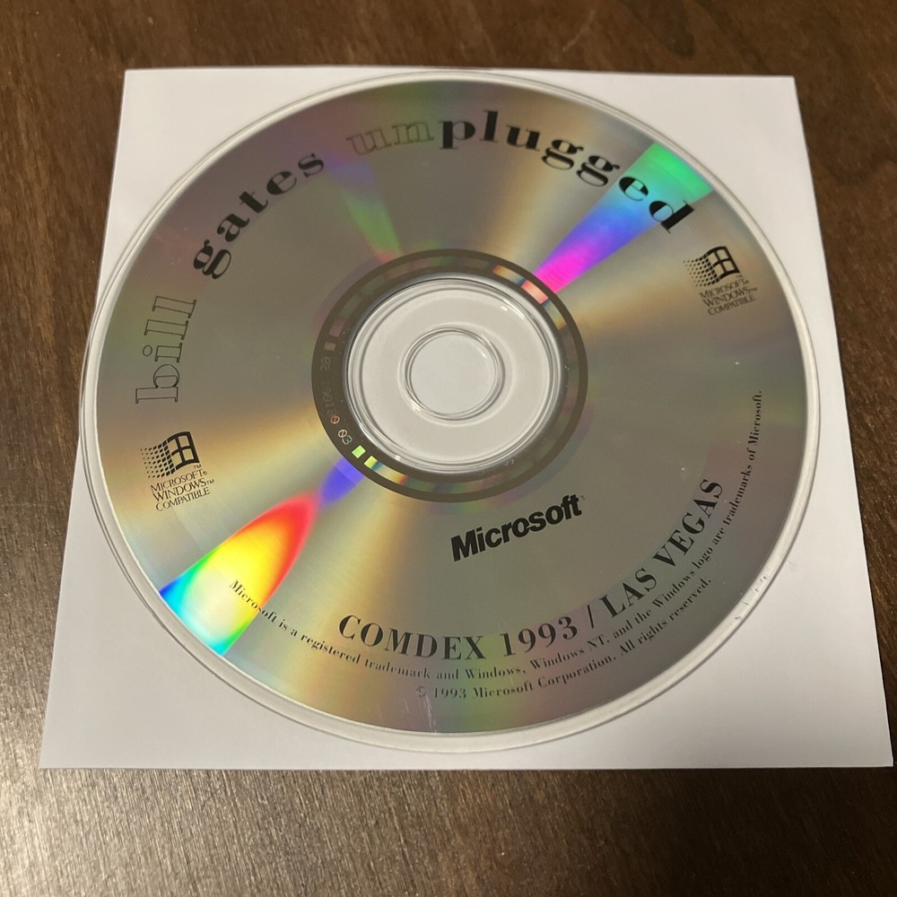 Bill Gates Unplugged Comdex 1993 Microsoft Windows '93 Fall Tour CD-ROM VTG