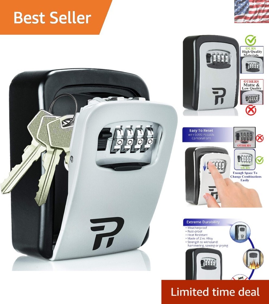 Heavy-Duty Wall Lockbox for Keys - 4-Digit Code, Rust-Resistant Outdoor Storage