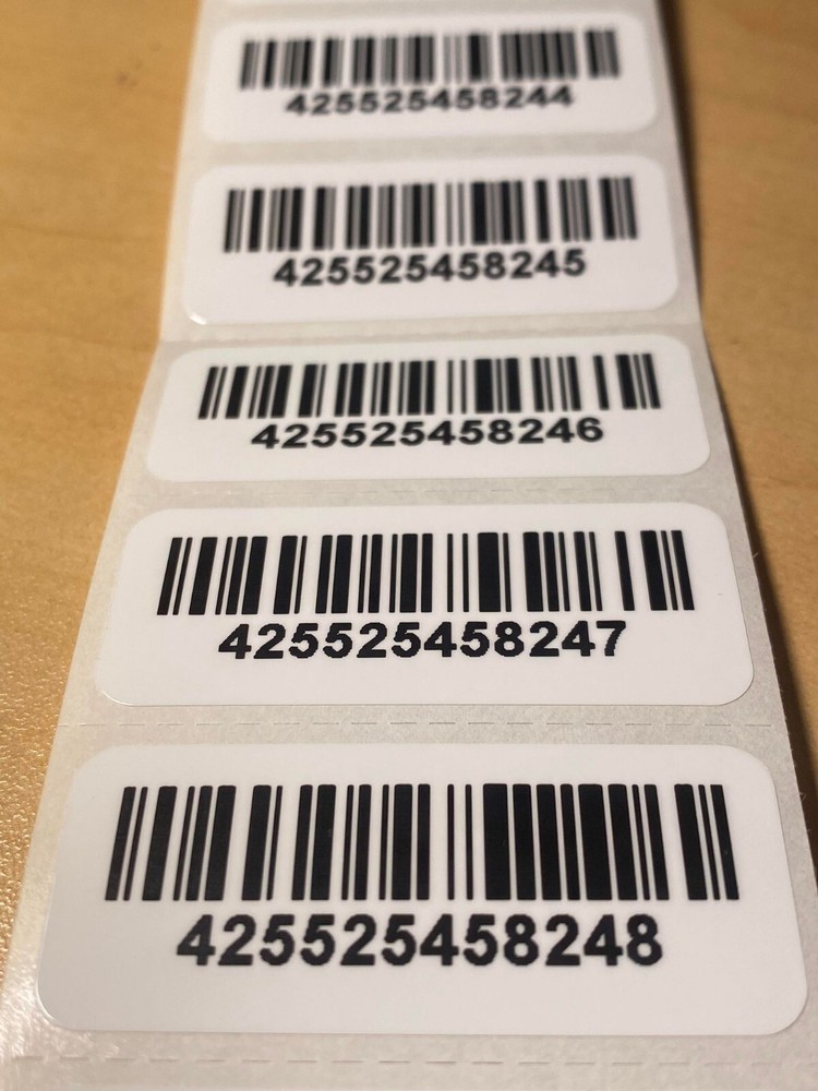 [QTY 200] WHITE SERIAL NUMBER BAR CODE LABELS STICKERS-DURABLE-WATERPROOF
