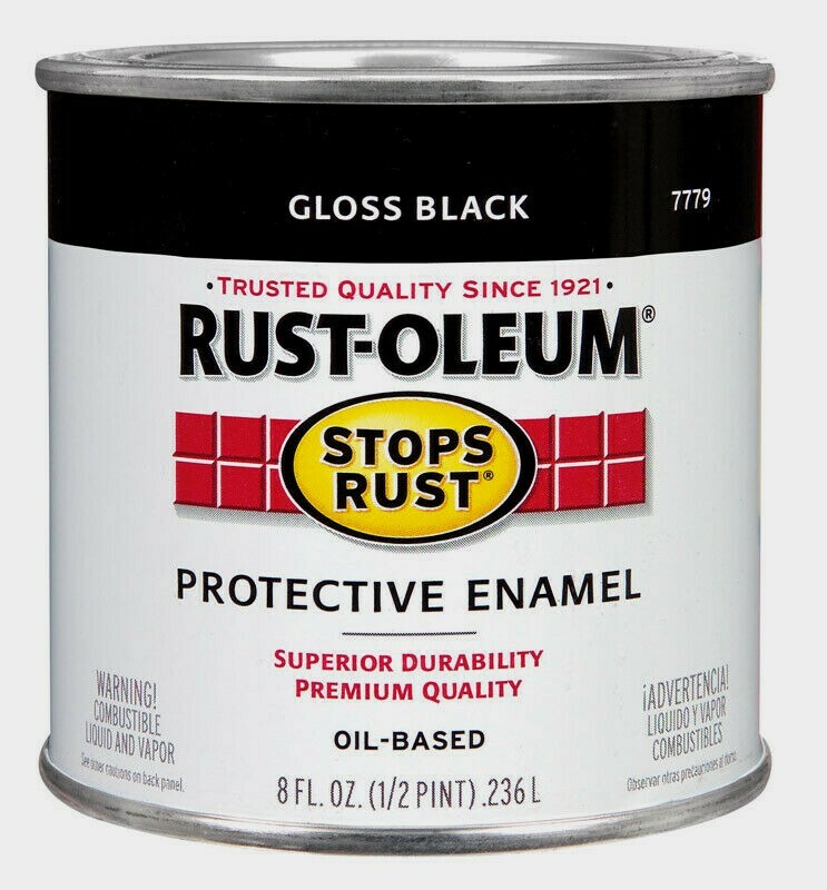 Rust-Oleum GLOSS BLACK 0.5 pt Stops Rust PROTECTIVE ENAMEL Oil-Based 7779-730