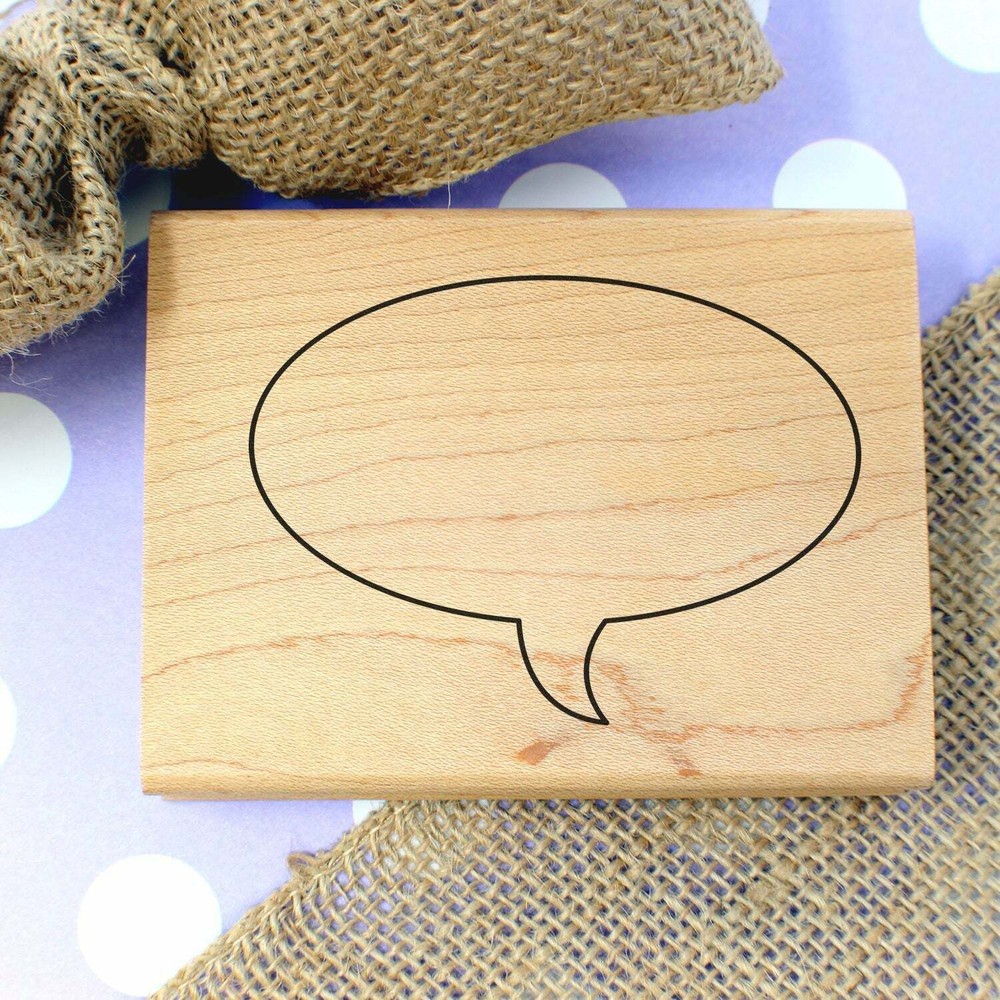 Small Left Thought Balloon Oval Art Rubber Stamp