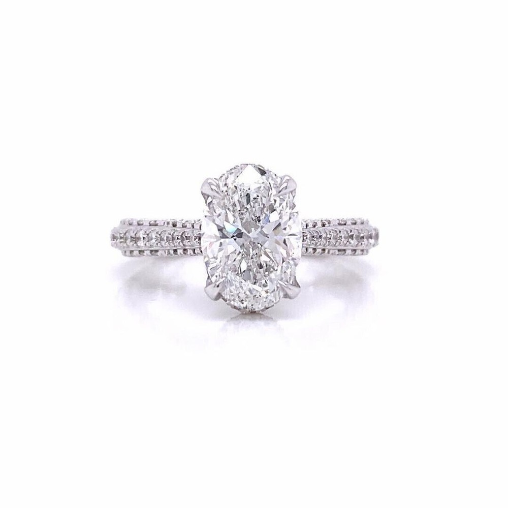 3 ct. Off-White Oval Cut lab created diamond Engagement  ring -Certified