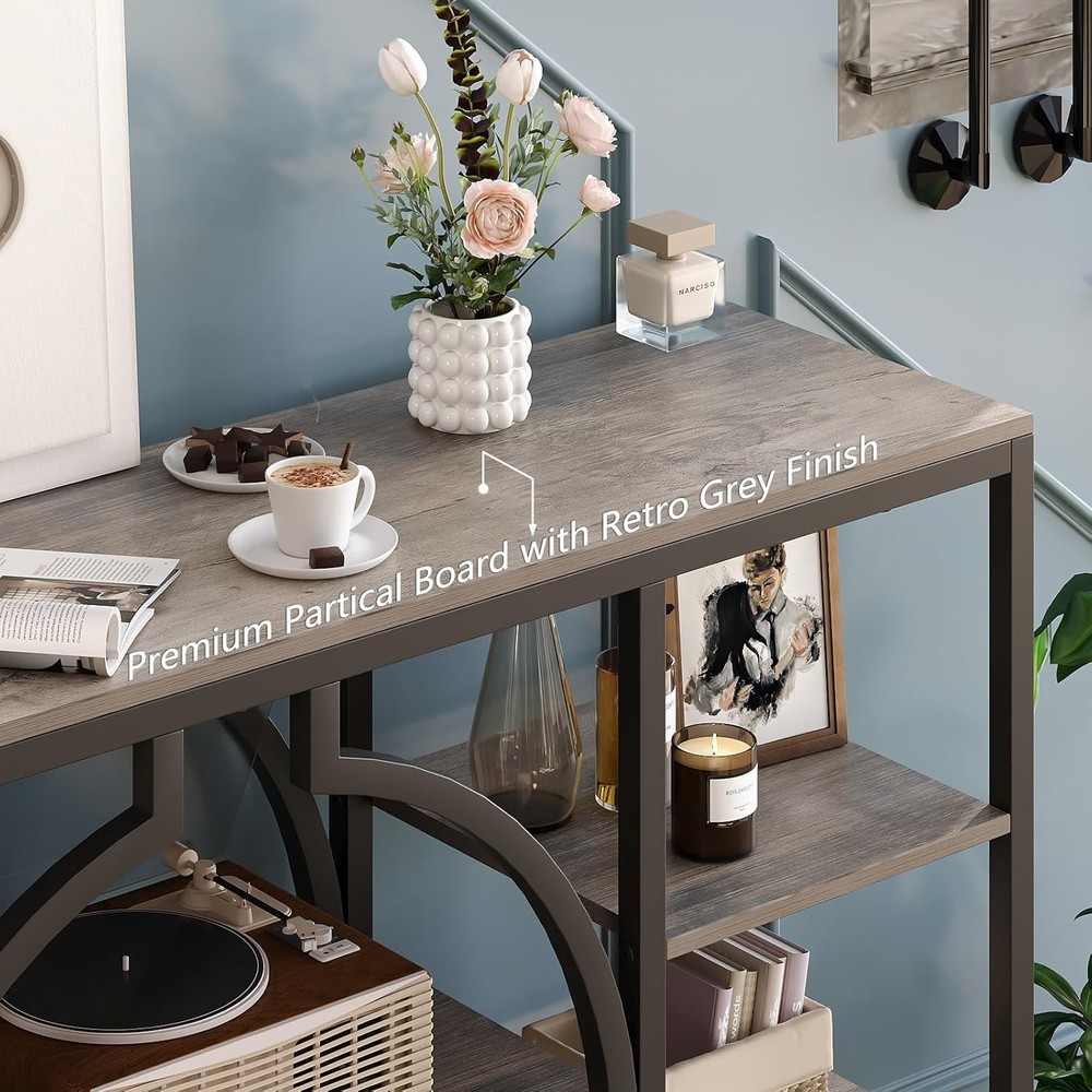 47" Industrial Console Tables Entryway Rustic Sofa Table Behind Couch 4 Tier