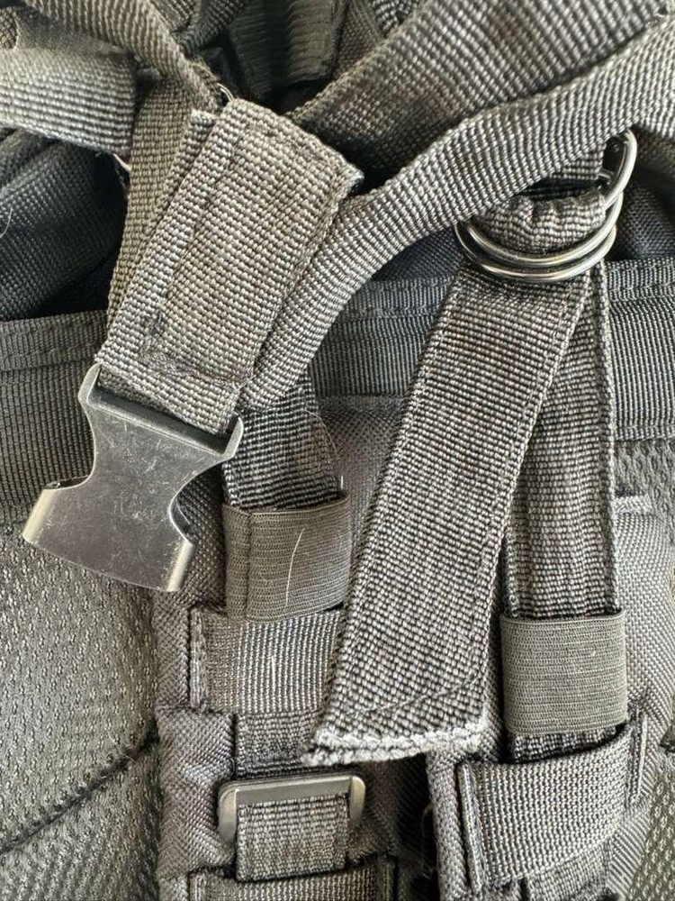 Black Nylon Tactical Backpack Adjustable Straps Multiple Compartments Zip Buckle