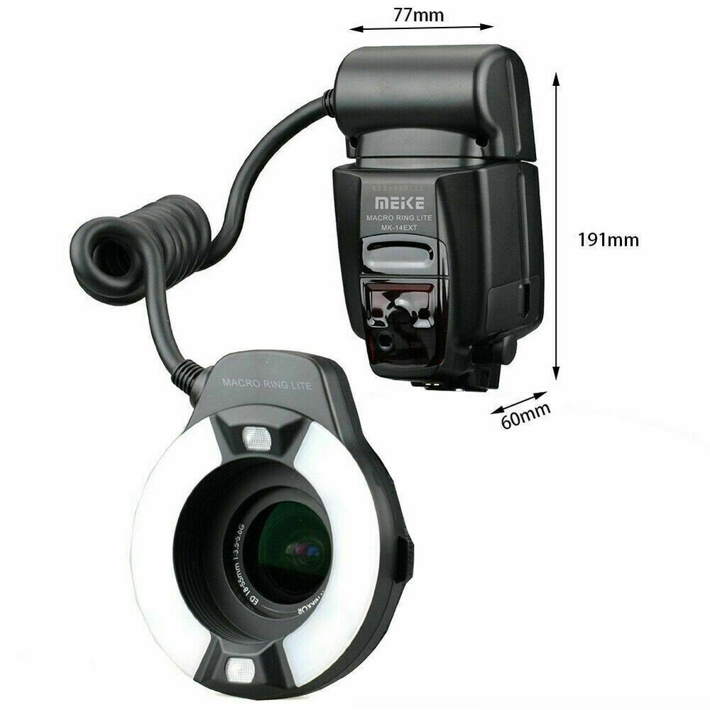 Meike MK-14EXT i-TTL LED Macro Ring Light Flash Speedlite Canon Nikon Camera