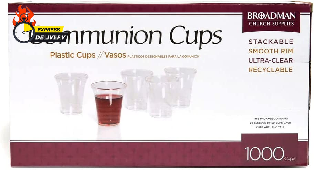 Plastic, Disposable, Recyclable Communion Cups, 1000 Count