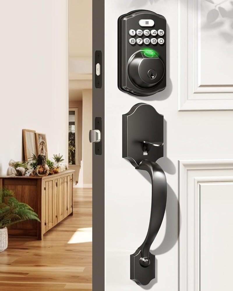 Fingerprint Door Lock Set, Keyless Entry Door Lock, Front Handle Set, Electro...
