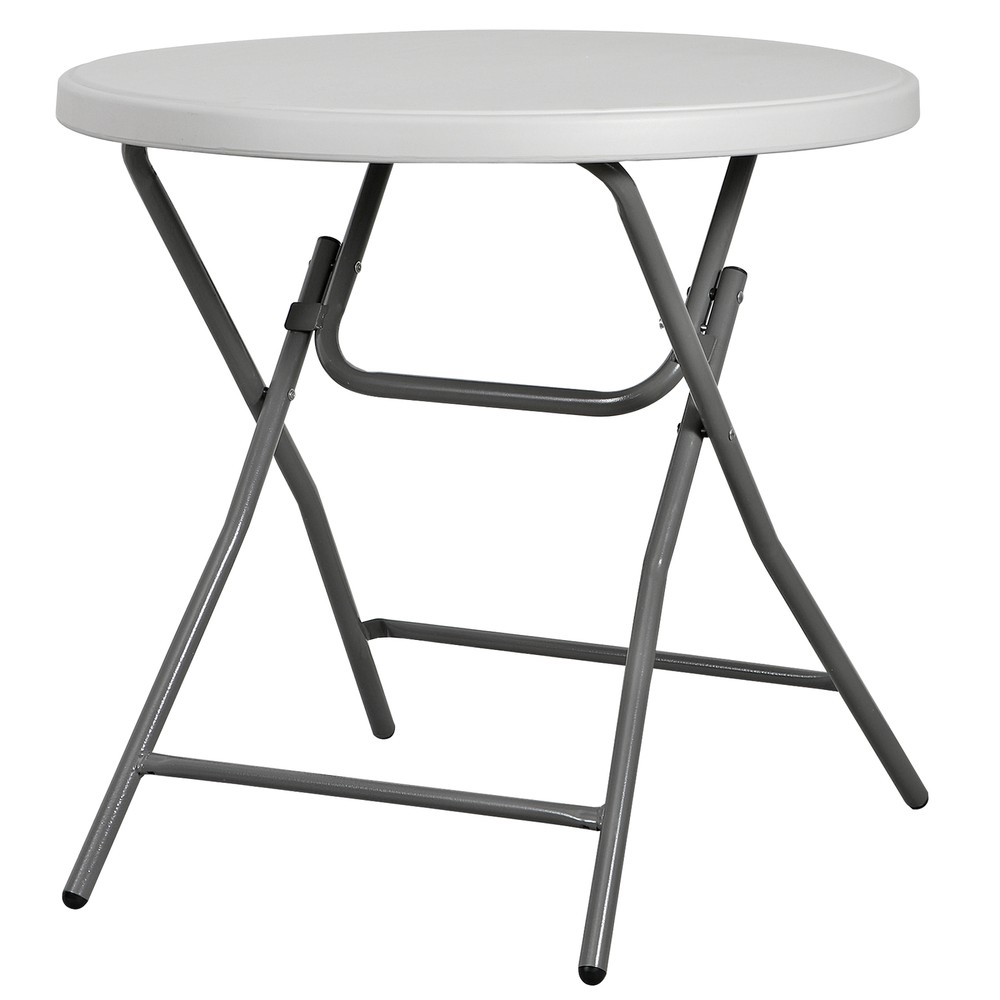 32" Portable Folding Table Round Dining Card Table Plastic Tabletop Metal Frame