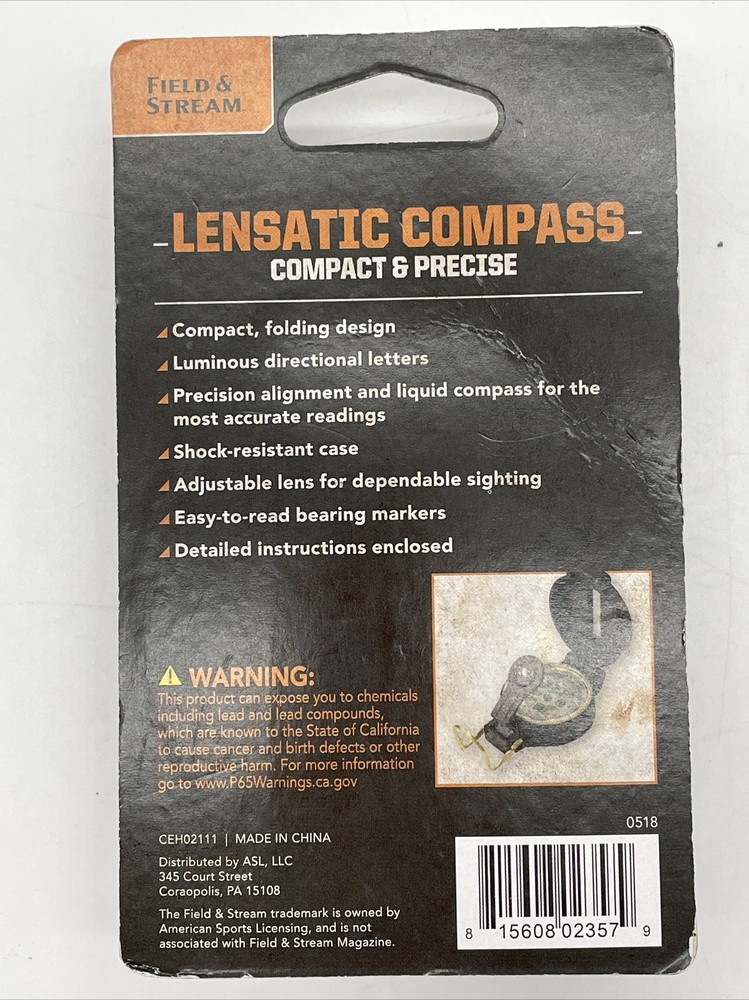 Field & Stream Lensatic Compass Compact & Precise