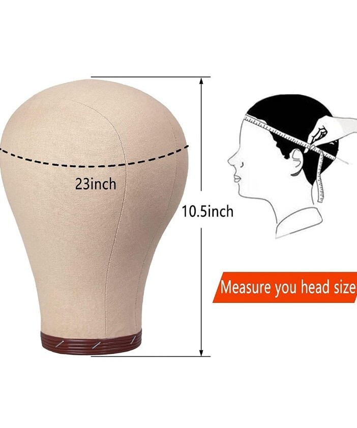 Cork Canvas Block Head Mannequin Display Head for Wig Making with Mount Hole