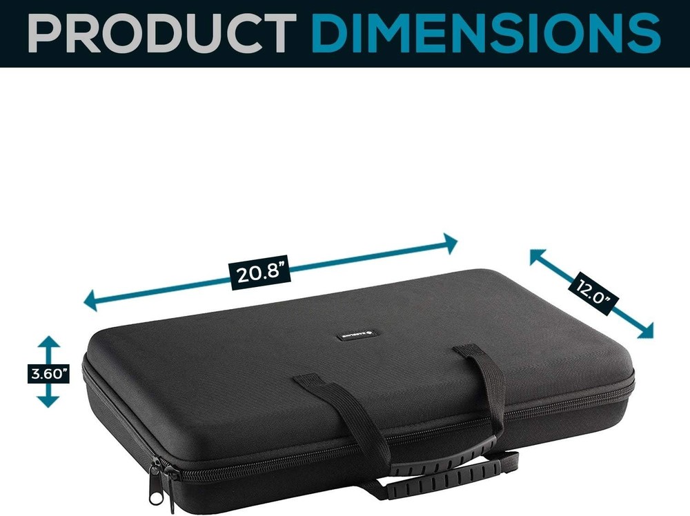 Compact Hard Shell Case for DJ Equipment, Fits 2-Deck Controllers, Travel Ready